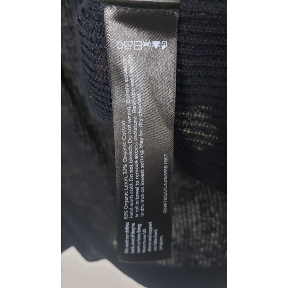 Eileen Fisher Black Knit Open Front Cardigan Sweater XL Organic Linen Cotton - Picture 4 of 4